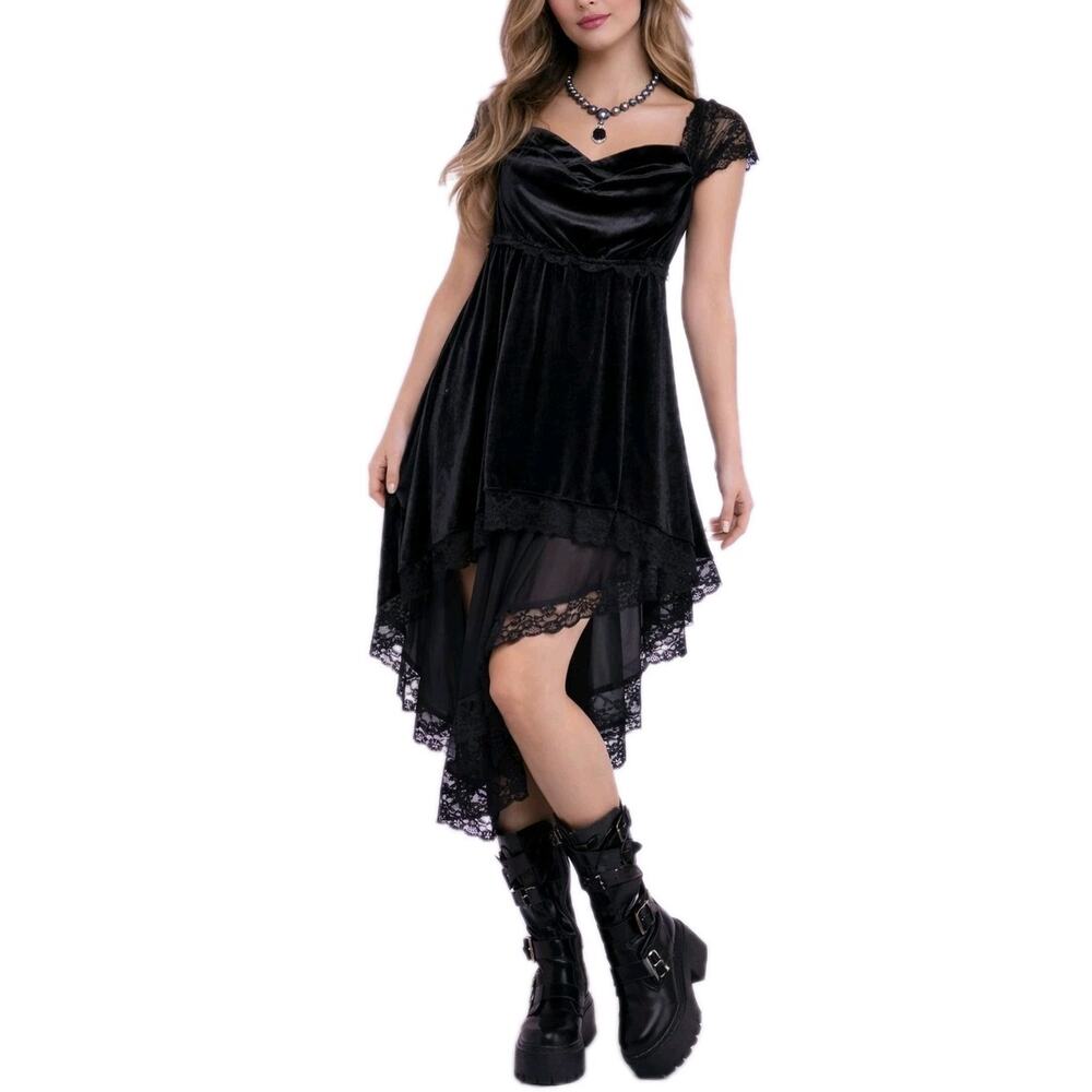 Renfest Y2K Velvet Dress Corset Whimsy Goth Romantic Festivalcore S/M Lace